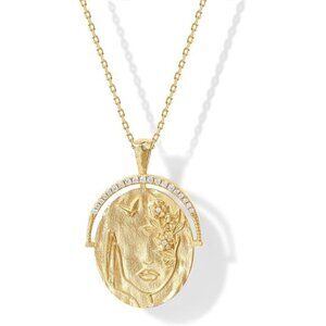 14K Gold Plated Pendant Necklace | Adjustable 19" Chain